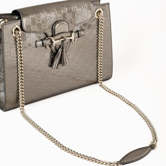 Gucci Shine Guccissima Large Emily Chain Shoulder Bag in Metallic Leather - Picture 6 of 11